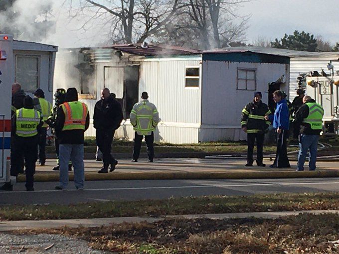 Mobile home fire in Davenport